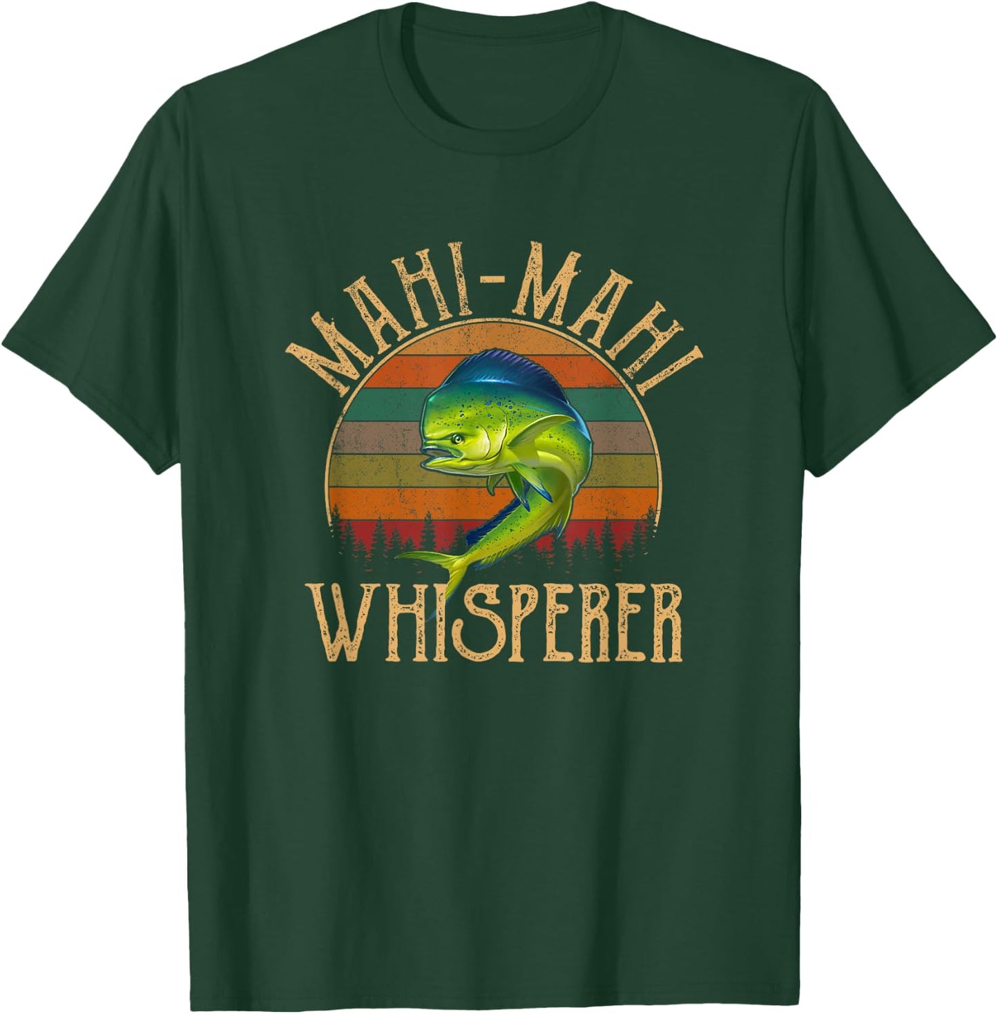 Mahi Fishing Apparel Mahi Mahi American Flag Fishing , -Adults, Black, Small, Short Sleeve T-Shirt - T-Shirt | Forest