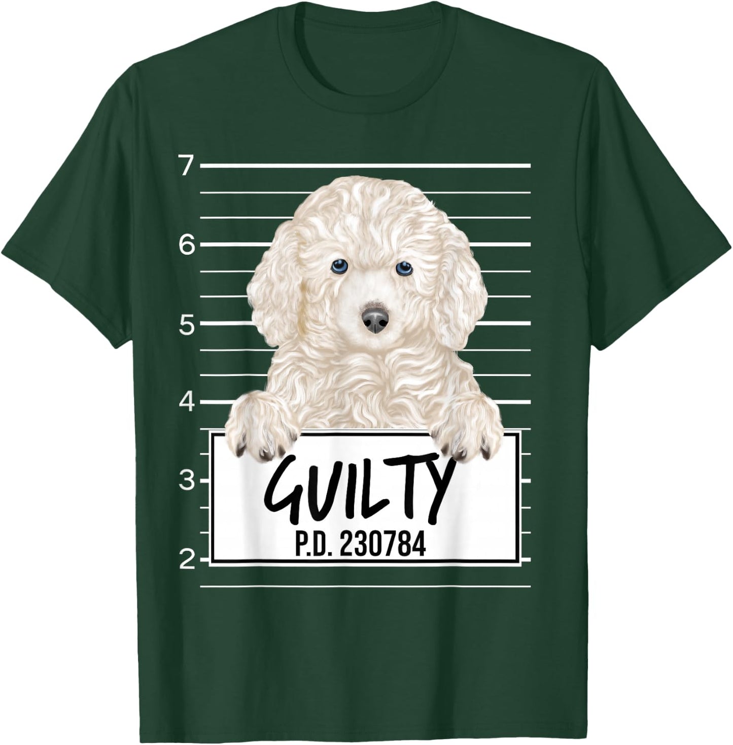 Funny White Poodle Mugshot Guilty Dog Women Kids T-Shirt - T-Shirt | Forest