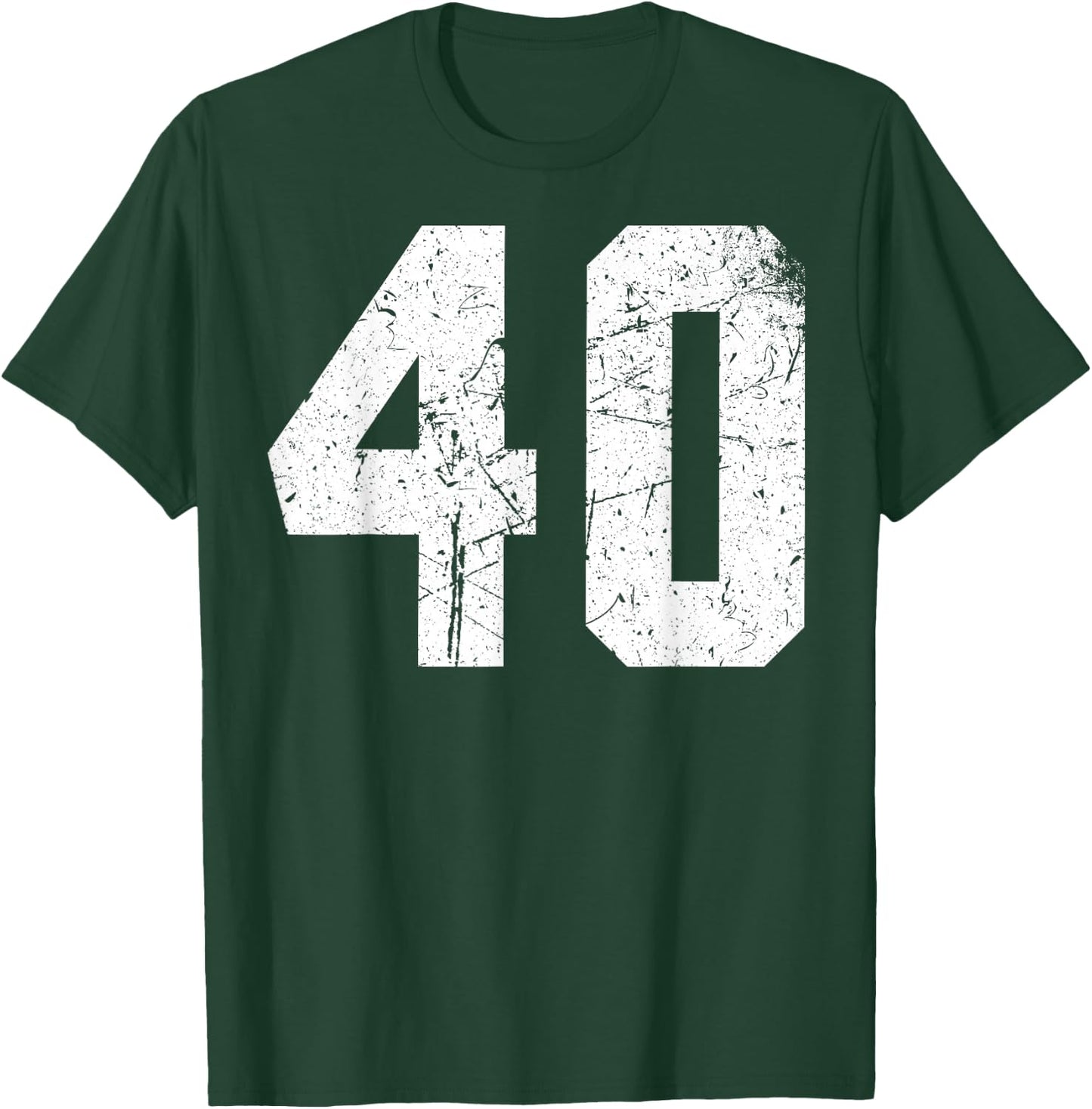 Number #40 White Vintage Varsity Number T-Shirt - T-Shirt | Forest
