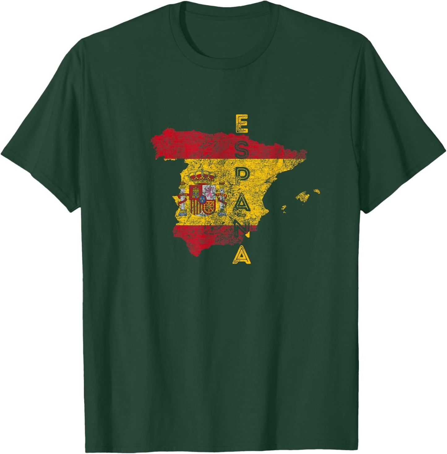 Spanish Map and Flag Souvenir - Distressed Espana T-Shirt - T-Shirt | Forest