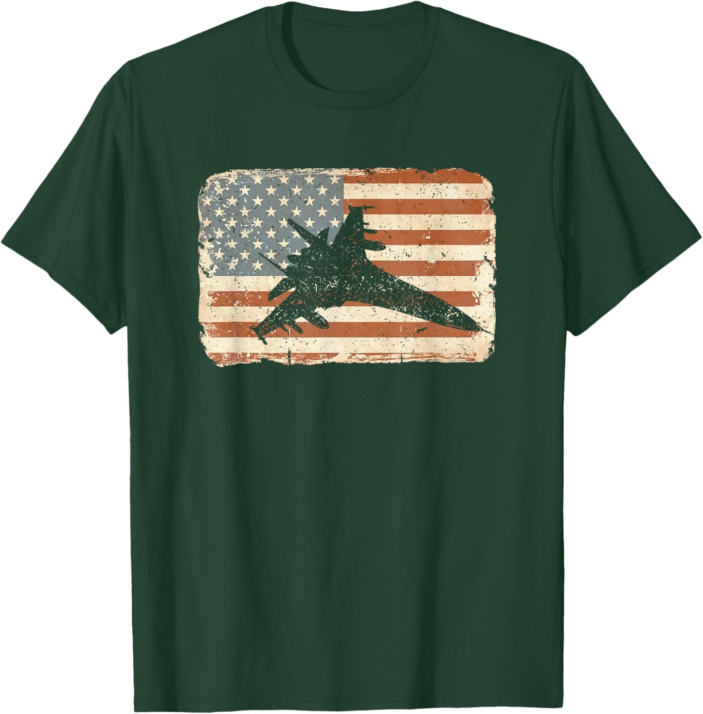 Jet airplane American Flag patriotic vintage plane shirt Kids Men T-Shirt - T-Shirt | Forest