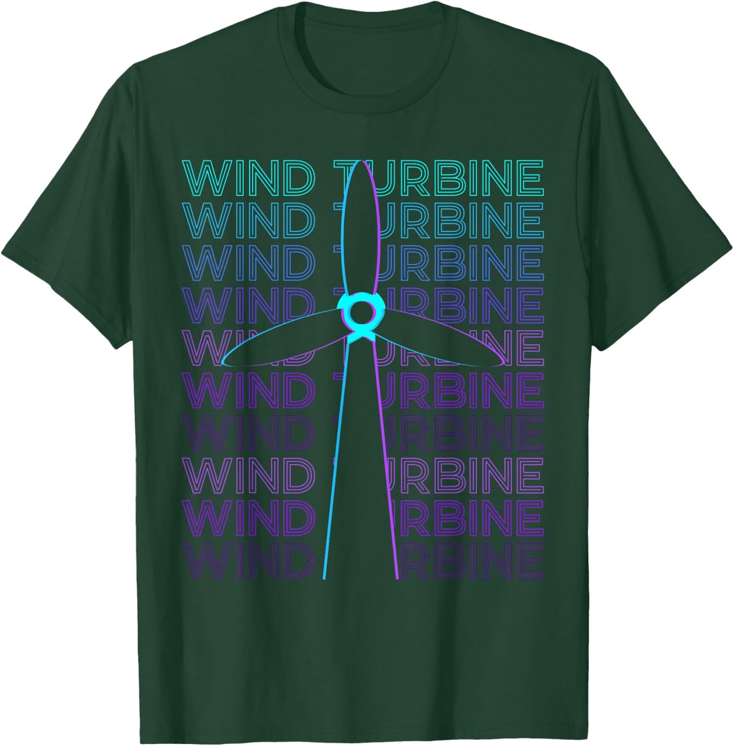 Wind Turbine Gifts -Adults, -Kids Retro-Modern Black Short Sleeve T-Shirt - T-Shirt | Forest