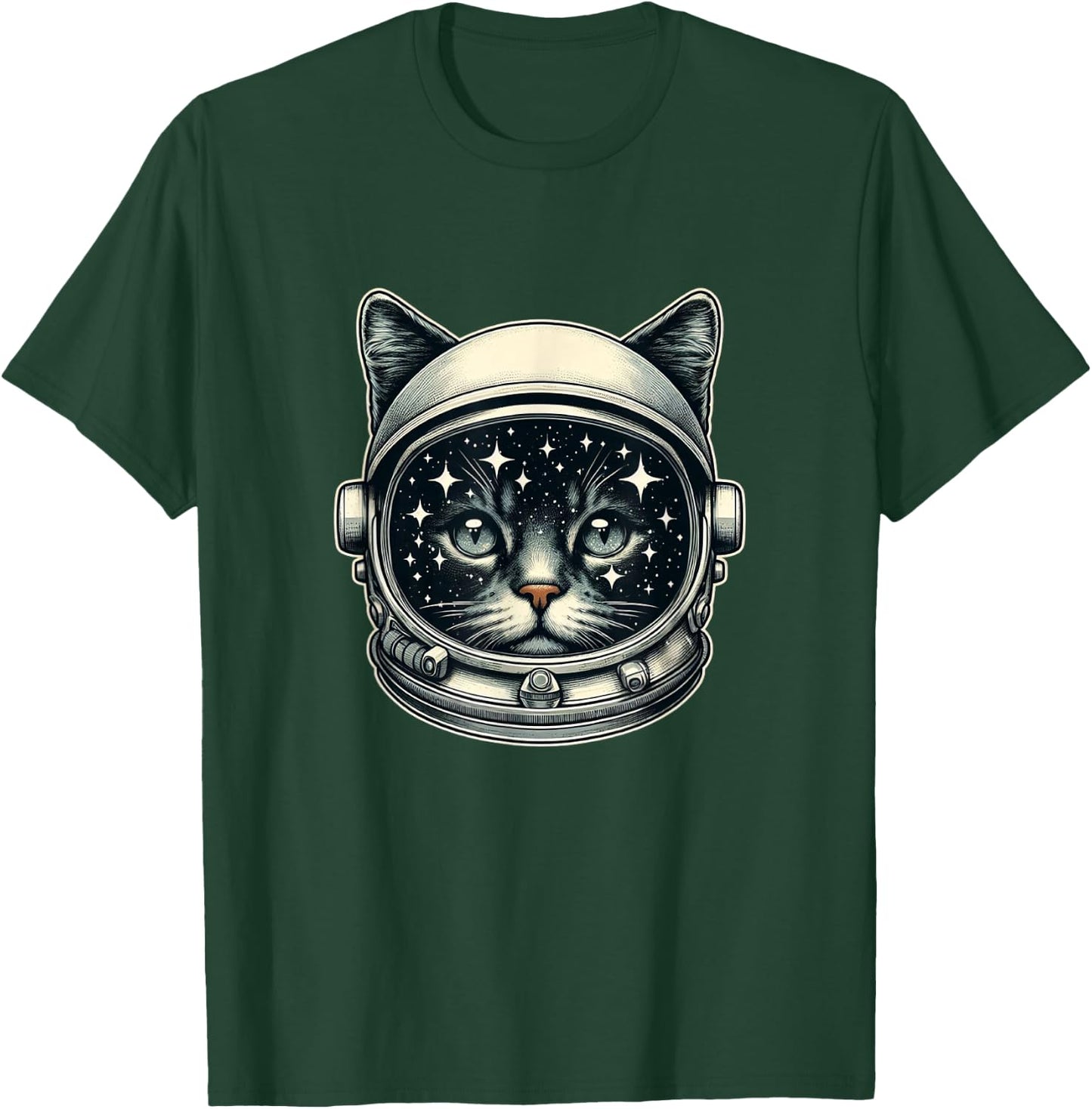 Space Cat Funny Cosmic Astronaut Cat Cute Retro Galaxy Cat T-Shirt - T-Shirt | Forest