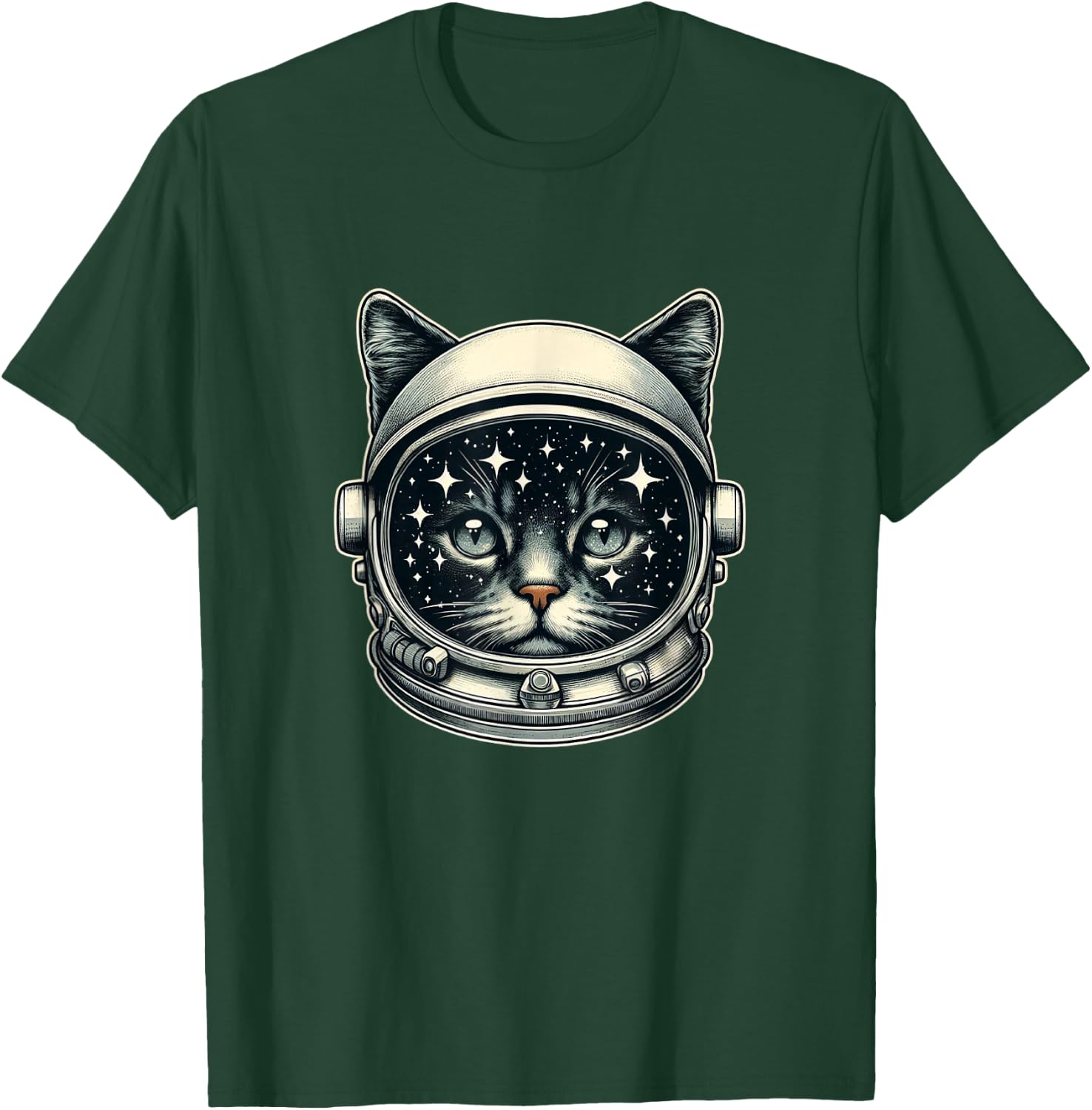 Space Cat Funny Cosmic Astronaut Cat Cute Retro Galaxy Cat T-Shirt - T-Shirt | Forest
