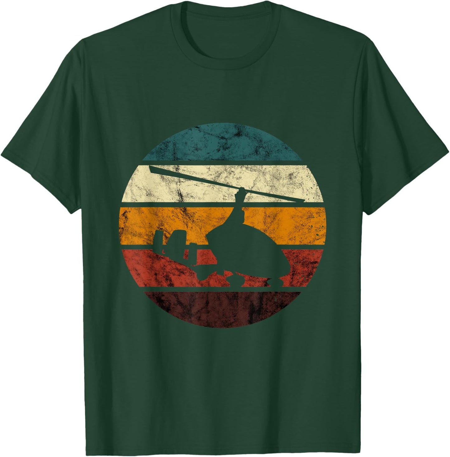 Gyrocopter Retro Vintage Aviation Autogyro Gyrocopter Pilot T-Shirt - T-Shirt | Forest