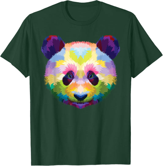 Rainbow Panda Head Brilliance Unleashed Cute Panda T-Shirt - T-Shirt | Forest