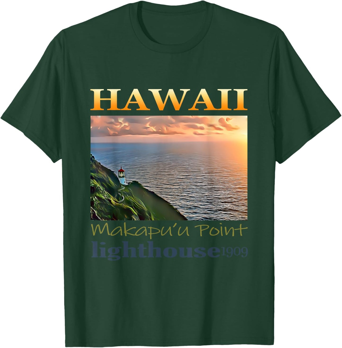 Makapu'u Point Lighthouse Hawaii 1909 Design T-Shirt - T-Shirt | Forest
