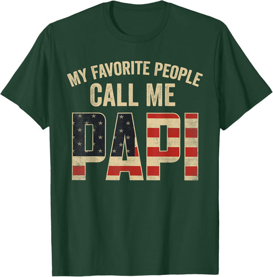 My Favorite People Call Me Papi USA Flag T-Shirt - T-Shirt | Forest