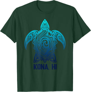 Kona Hawaii Tribal Turtle Hawaiian Surfer Diving T-Shirt - T-Shirt | Forest