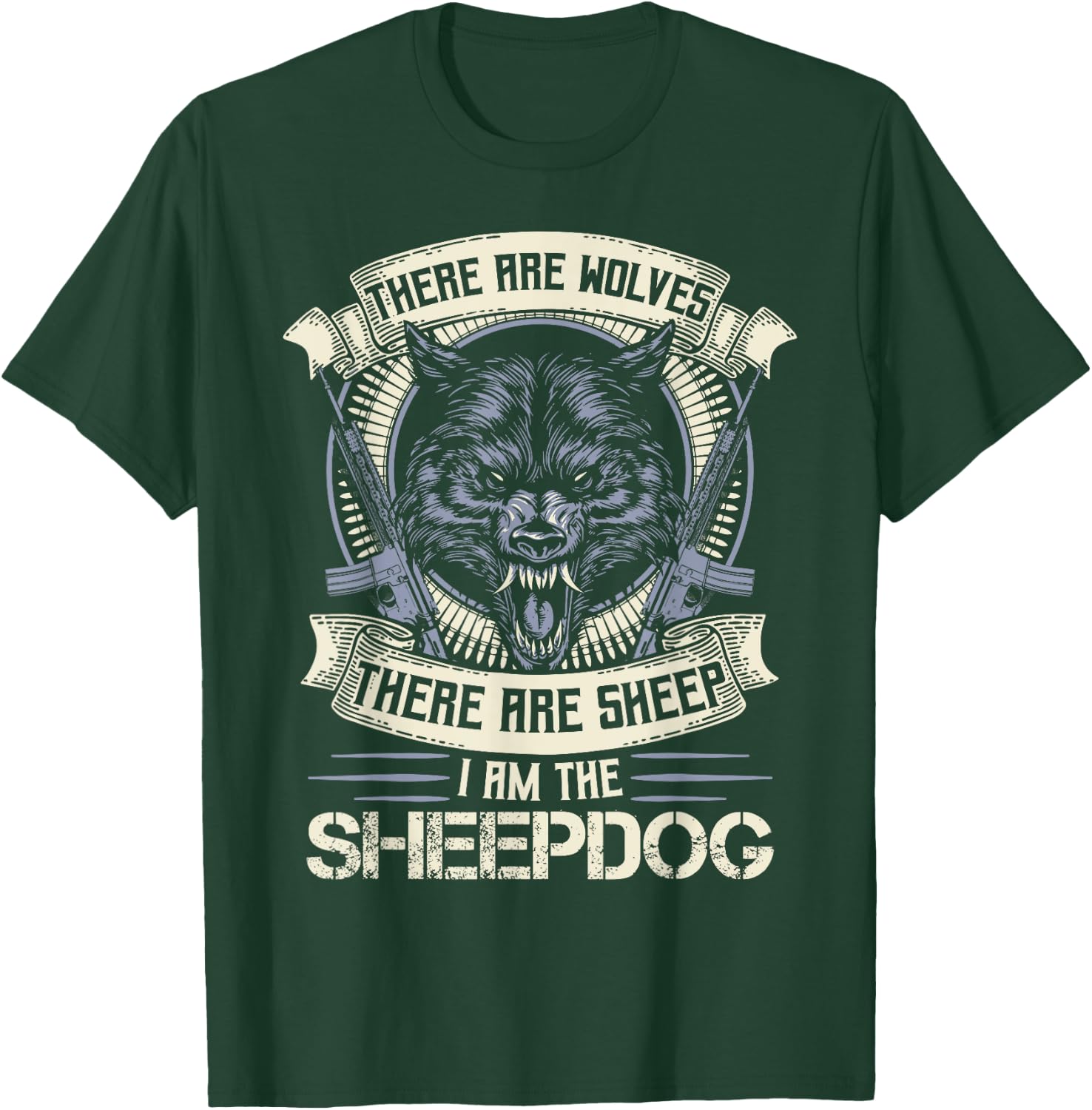 Wolf Biker Shirt Motorcycle I Am The Sheepdog Police T-Shirt - T-Shirt | Forest