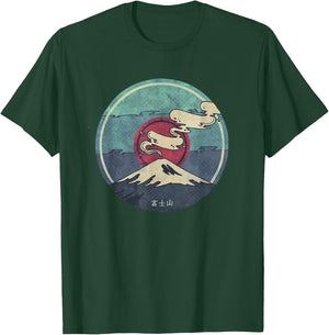 Mount Fuji Retro Style T-Shirt - T-Shirt | Forest