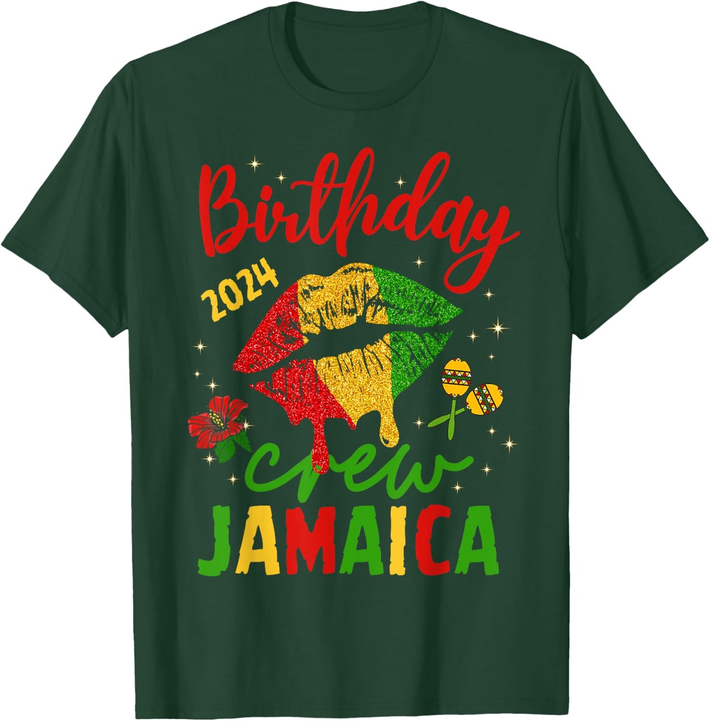 Women Birthday Queen Jamaica Girls Trip 2024 Party Matching T-Shirt - T-Shirt | Forest