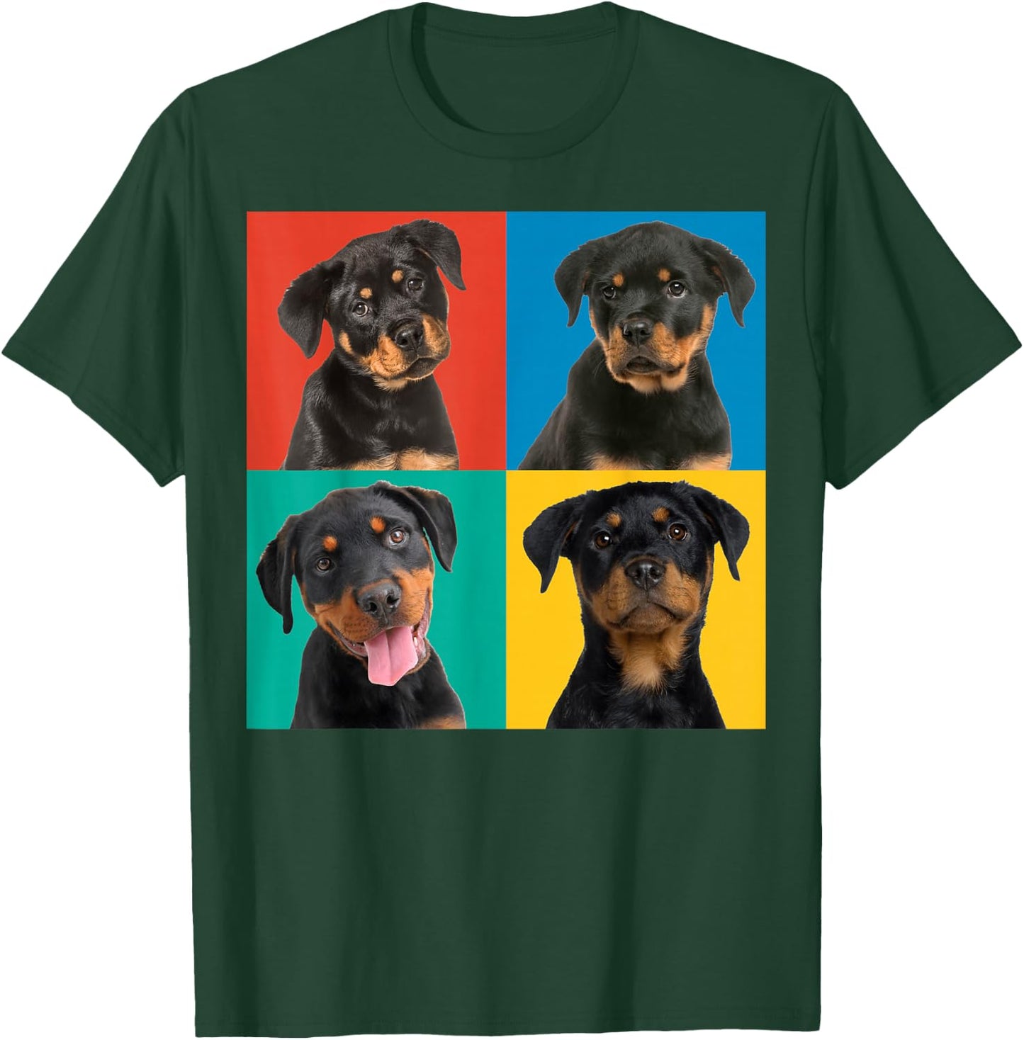 Rottweiler Puppies Colourful Portrait Photos for Dog Owners Men Women Girls Kids T-Shirt - T-Shirt | Forest