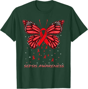 Sepsis Awareness Butterfly T-Shirt - T-Shirt | Forest