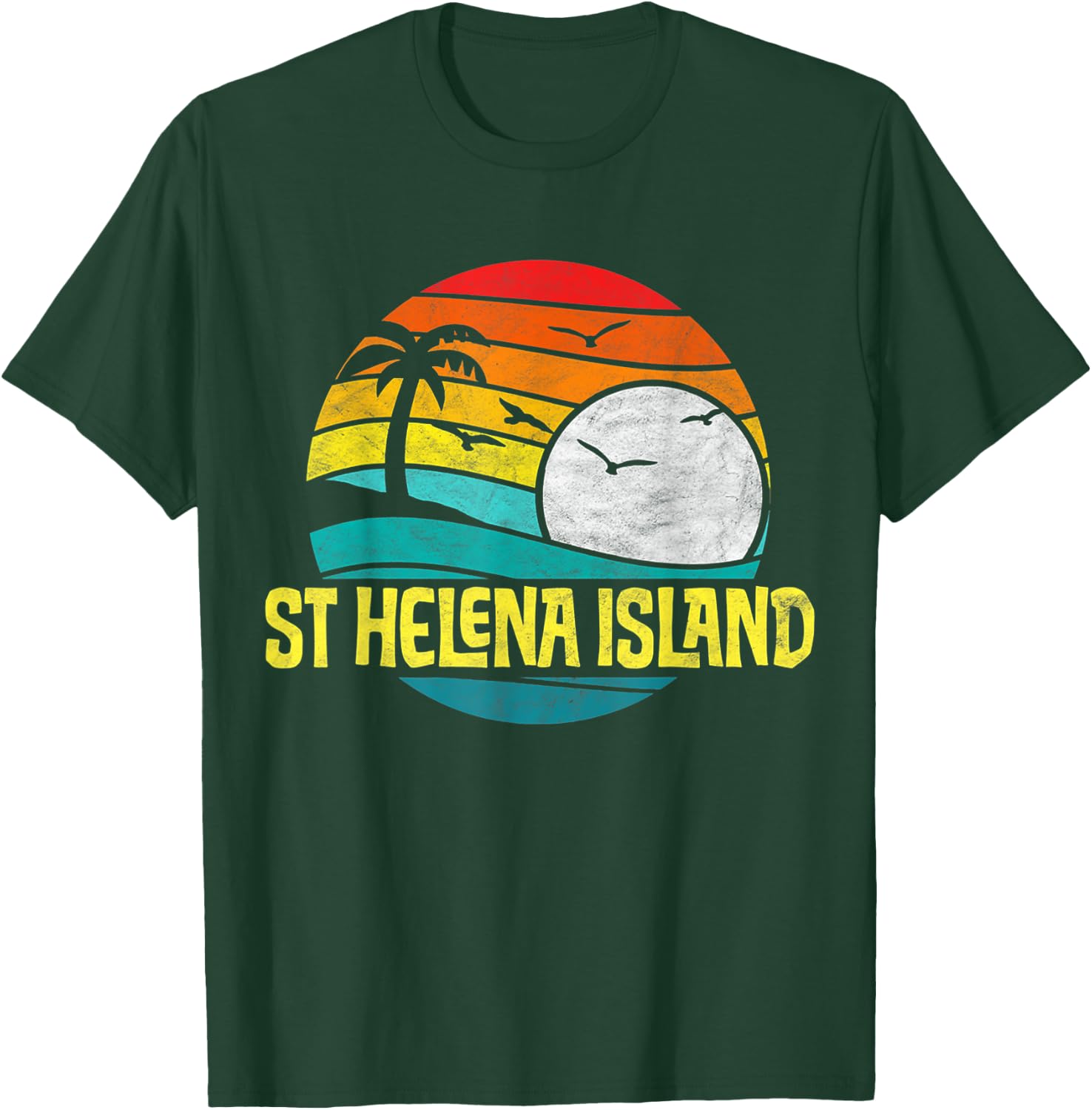 Retro St Helena Island Beach Sun & Surf Eighties Graphic T-Shirt - T-Shirt | Forest