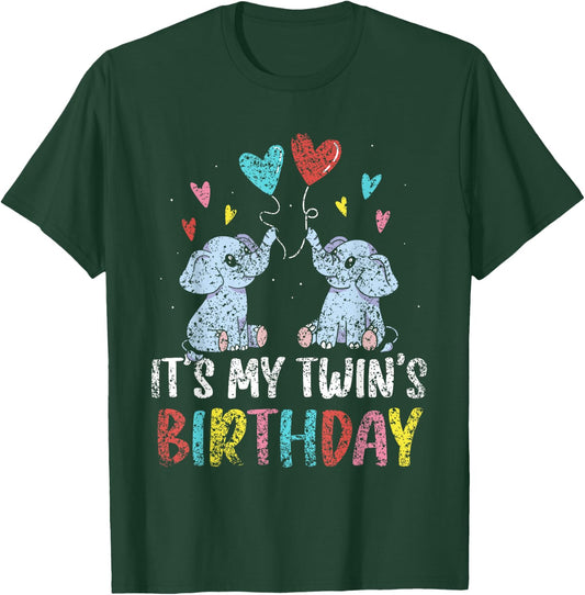 It's My Twin's Birthday Twin Cute Twins Celebrate T-Shirt - T-Shirt | Forest