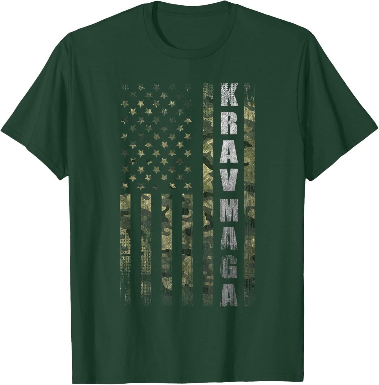 Krav MAGA USA American Flag Camo Fan Vintage T-Shirt - T-Shirt | Forest