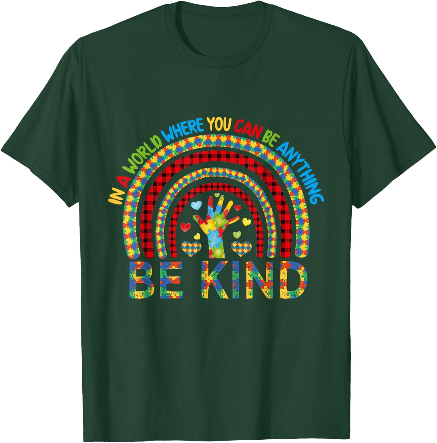 Kindness Autism Awareness Rainbow World Autism Awareness Day T-Shirt - T-Shirt | Forest