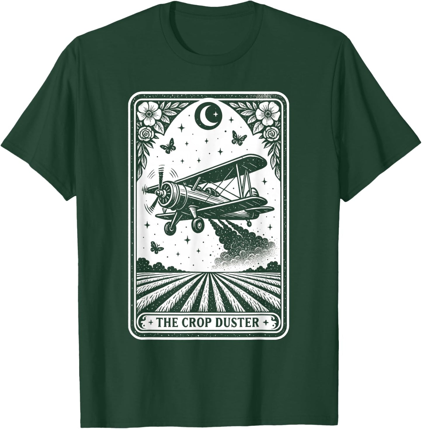 Crop Duster Airplane Tarot Card Vintage Flying Plane Art T-Shirt - T-Shirt | Forest
