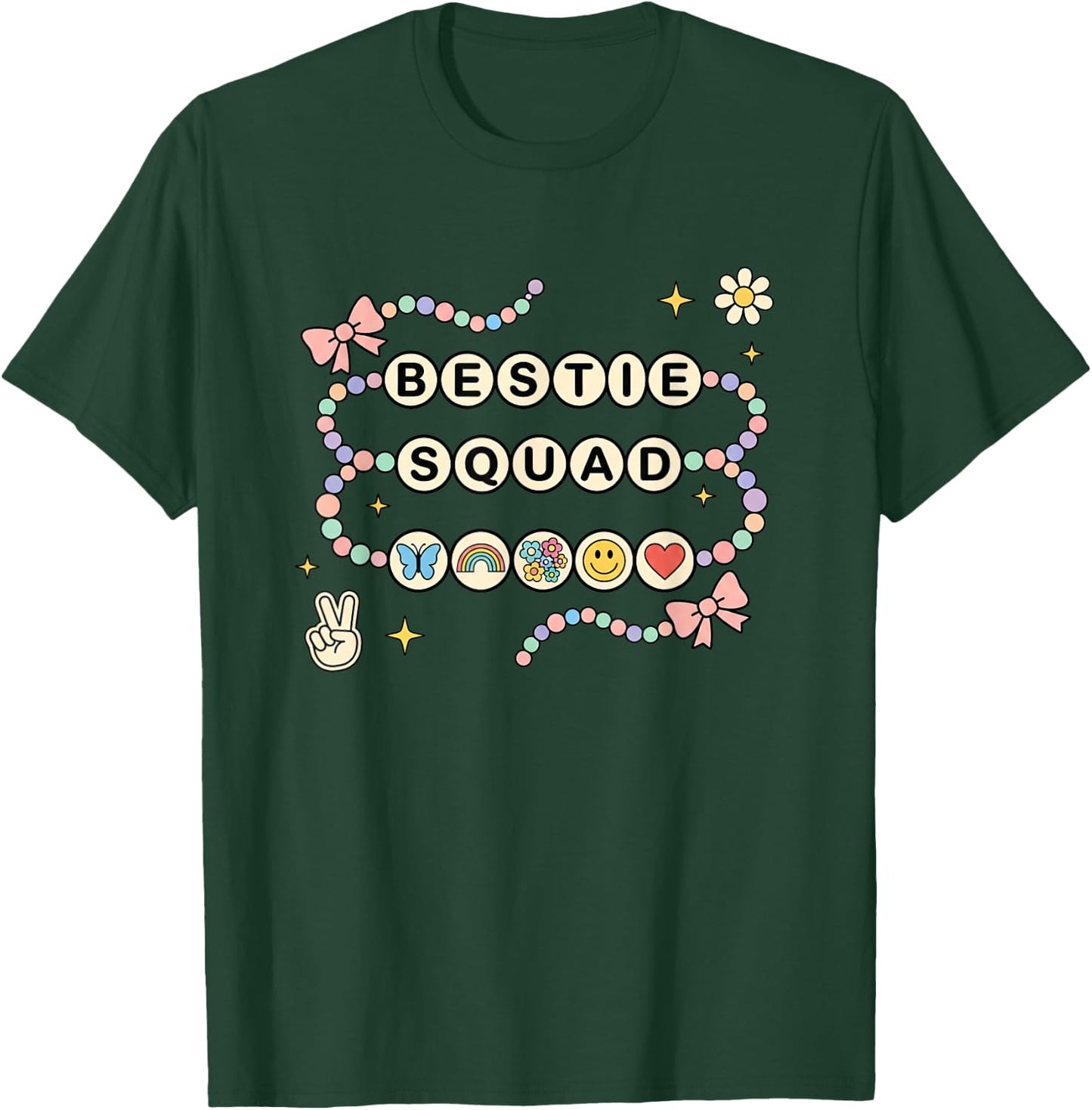 Bestie Squad Kids Friendship Bracelet Graphic Top for Kids T-Shirt - T-Shirt | Forest
