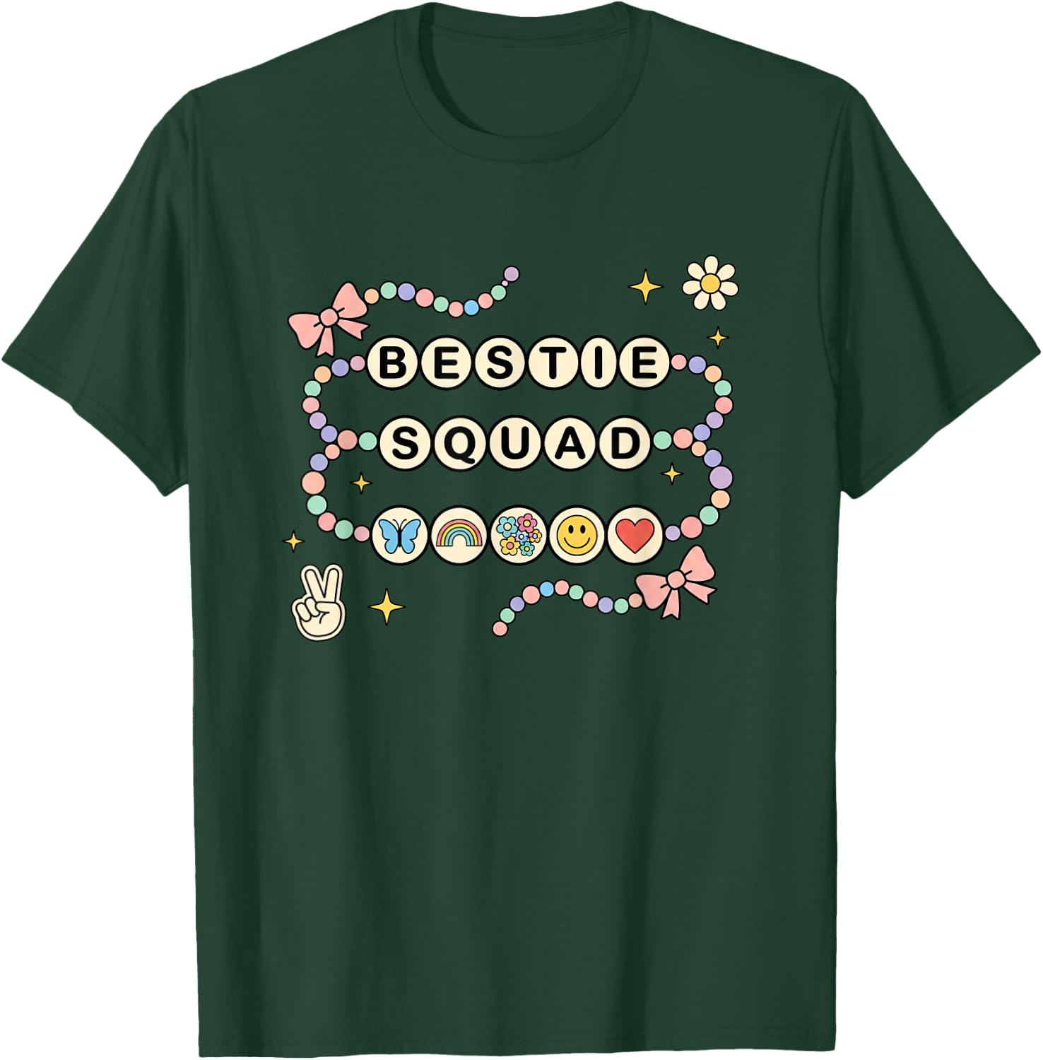 Bestie Squad Kids Friendship Bracelet Graphic Top for Kids T-Shirt - T-Shirt | Forest
