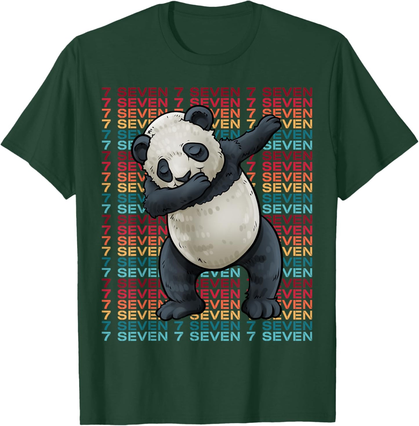 7 Years Old Panda Dabbing 7th Birthday Panda Party T-Shirt - T-Shirt | Forest