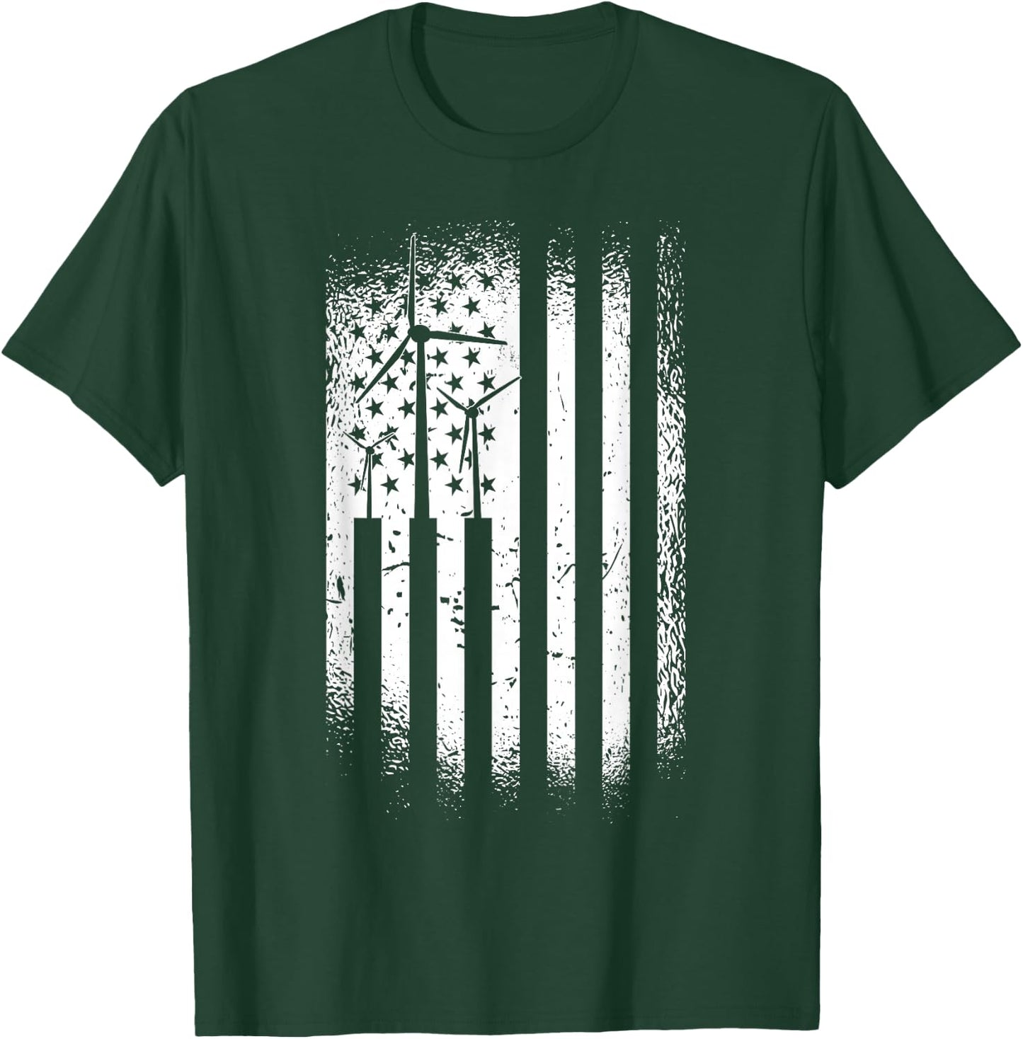 American US Flag Wind Turbine T-Shirt - T-Shirt | Forest