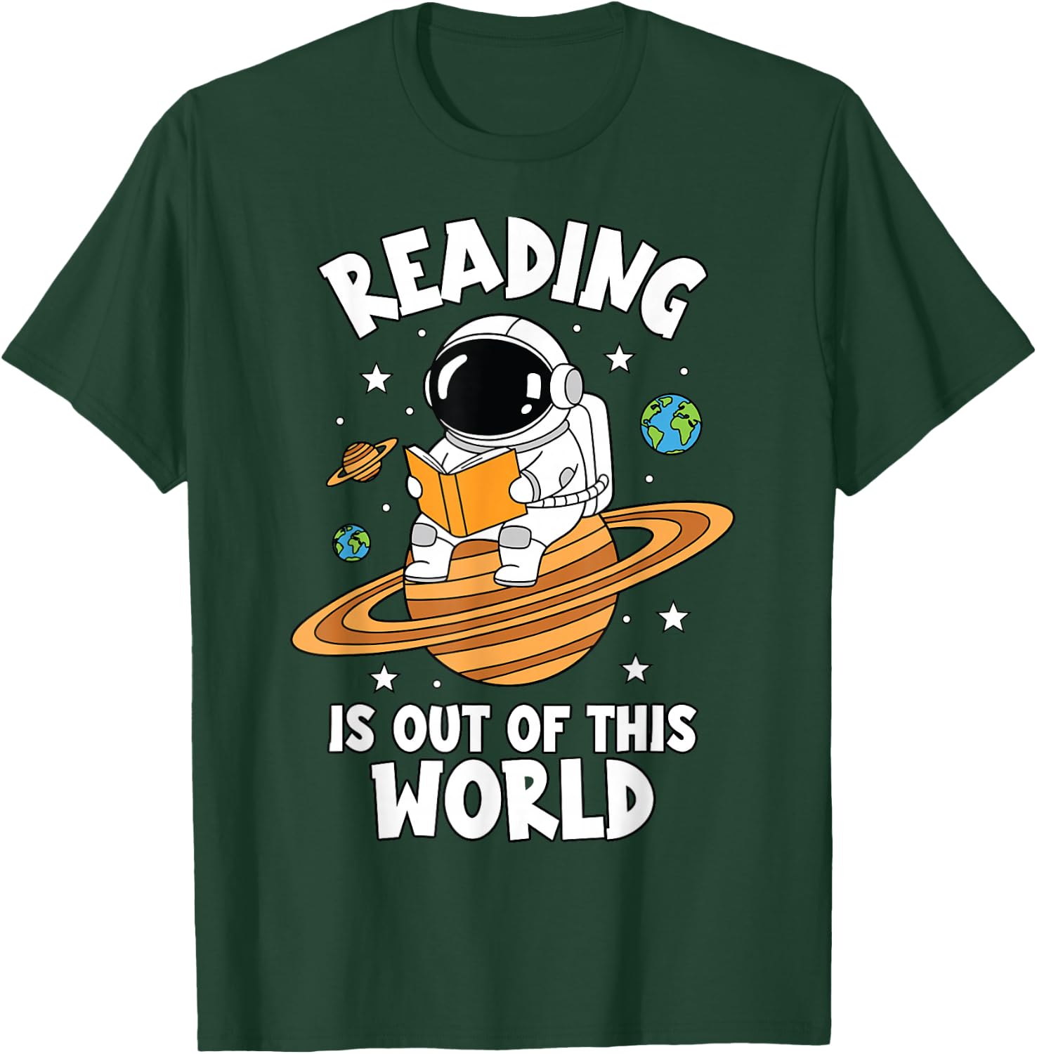 Reading is Out of This World Astronaut Space Book Lover T-Shirt - T-Shirt | Forest