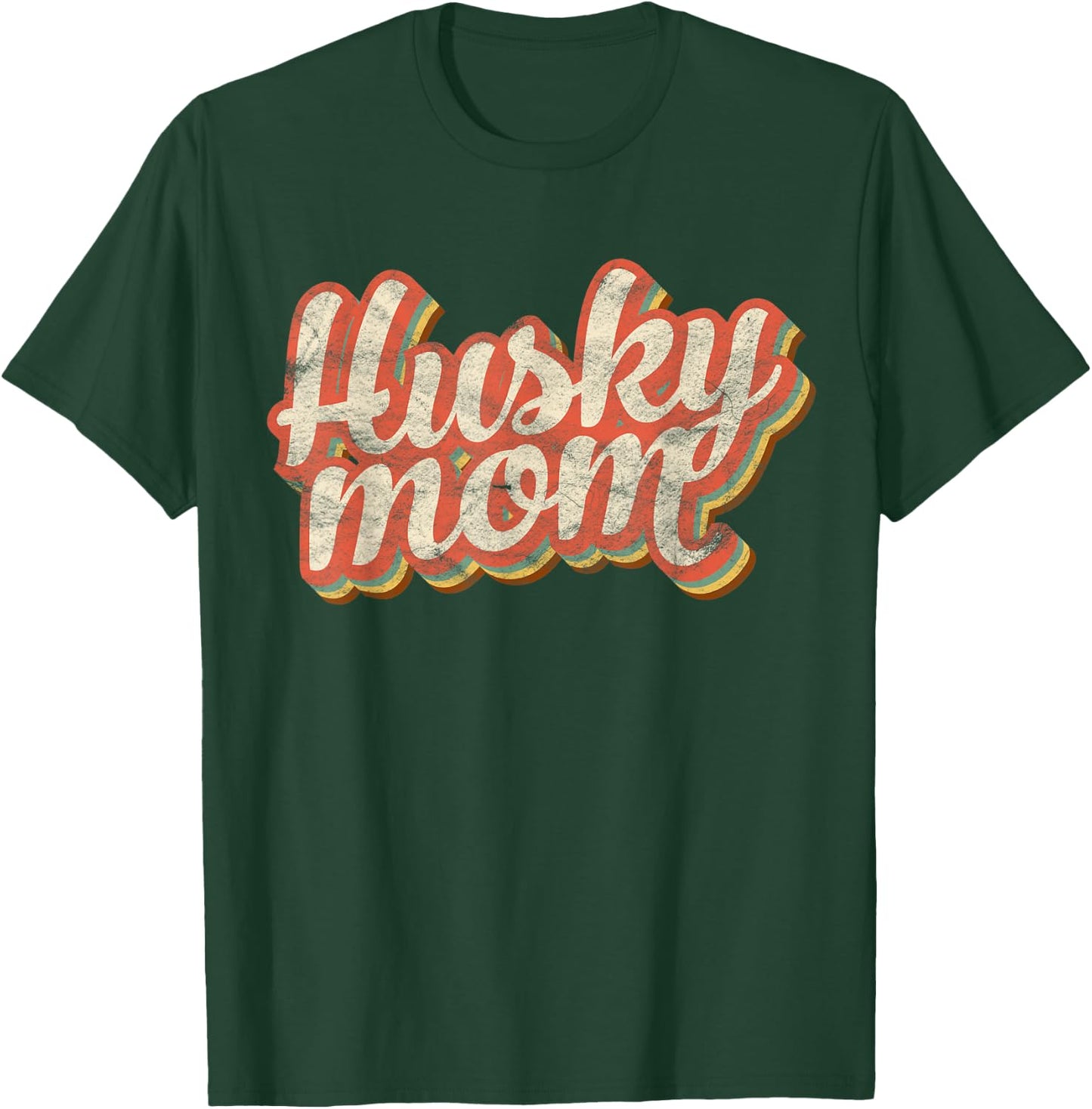 Vintage Husky Mom Gift Dog Lover Pet Siberian Huskies Mama Men Women Kids T-Shirt - T-Shirt | Forest