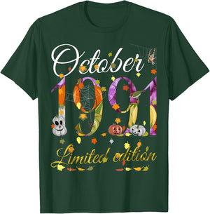 October 1991 34 Year Old Pumpkin Fall 34th Birthday Gift T-Shirt - T-Shirt | Forest