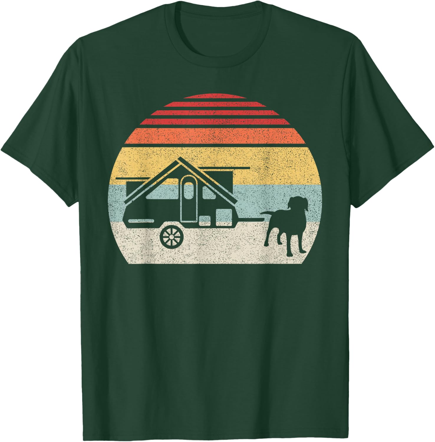 Retro Vintage Dog Aliner A-Frame Travel Trailer T-Shirt - T-Shirt | Forest