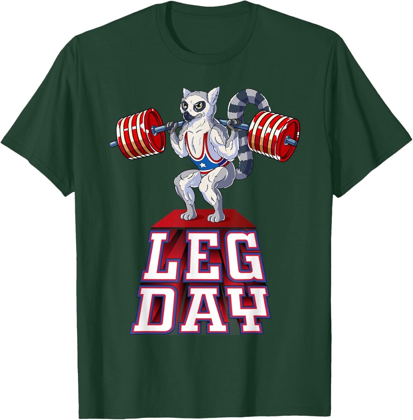 Leg Day lemur Weight Lifting Squat Gym Training T-Shirt - T-Shirt | Forest