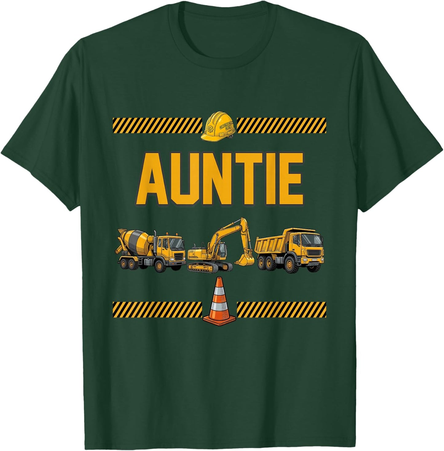 Truck Excavator Auntie Construction Birthday Boy Kids Famil T-Shirt - T-Shirt | Forest