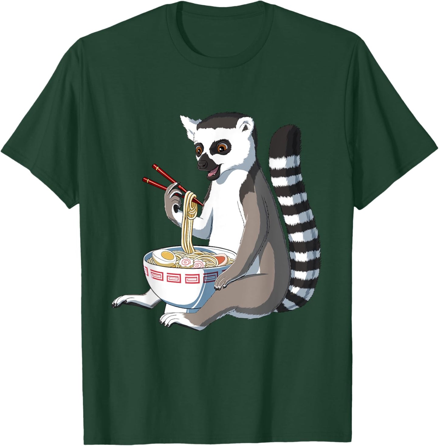 Lemur Gifts Japanese Anime Lemur Ramen Bowl - -Adults, Black, Small T-Shirt - T-Shirt | Forest