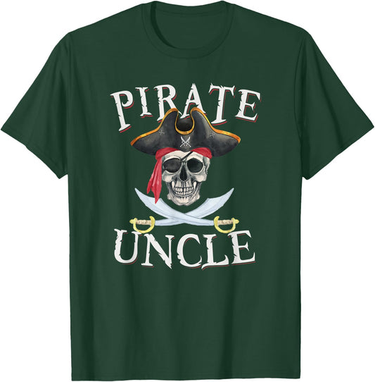Pirate Uncle Halloween Skull Pirate Hat T-Shirt - T-Shirt | Forest