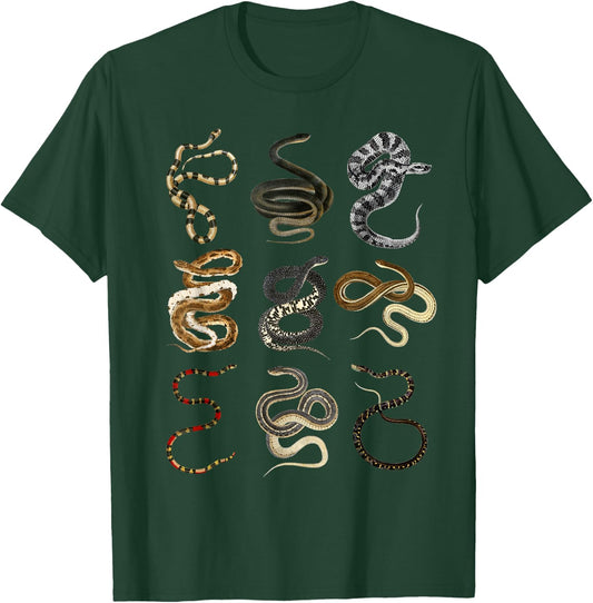 Different Types of Snakes for Snake Lovers T-Shirt - T-Shirt | Forest