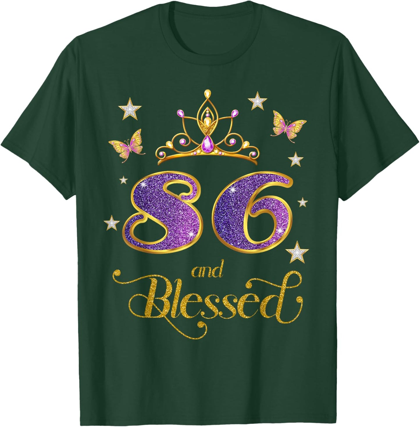 86 and Blessed 86 Years Old Birthday 86th Birthday T-Shirt - T-Shirt | Forest