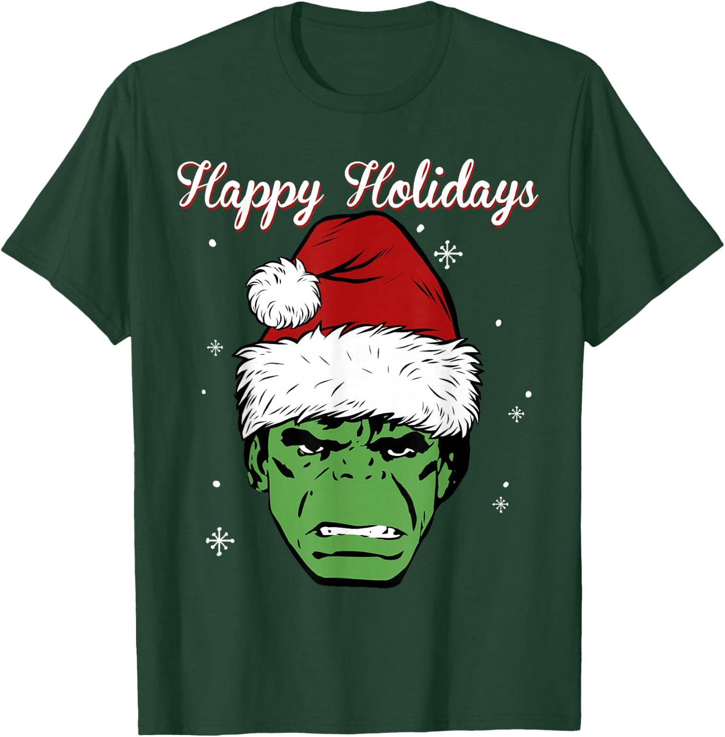 Marvel Hulk Santa Hat Happy Holidays Portrait Christmas T-Shirt - T-Shirt | Forest