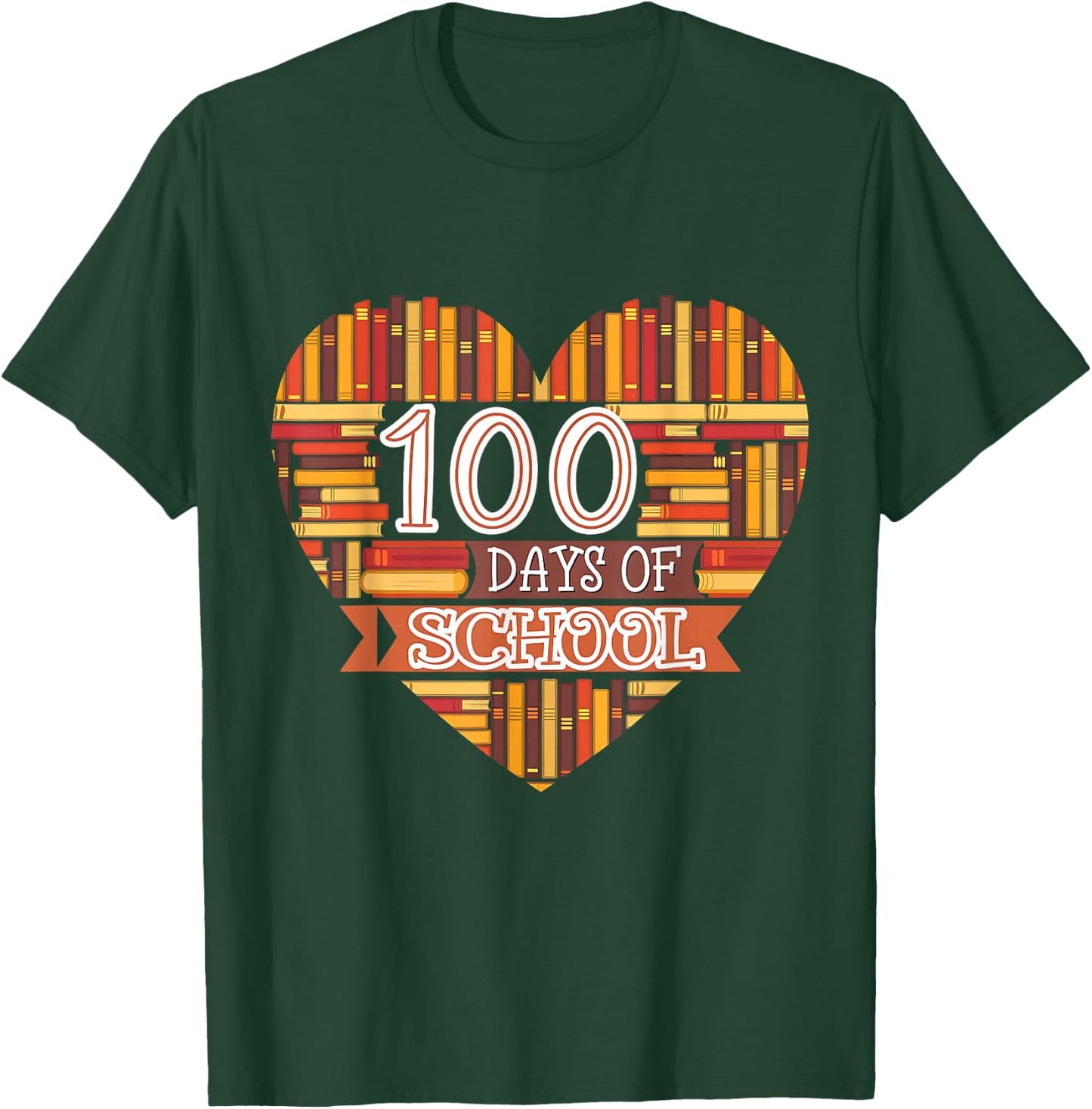 100 Days in the Books Reading Teacher 100th Day of School T-Shirt - T-Shirt | Forest