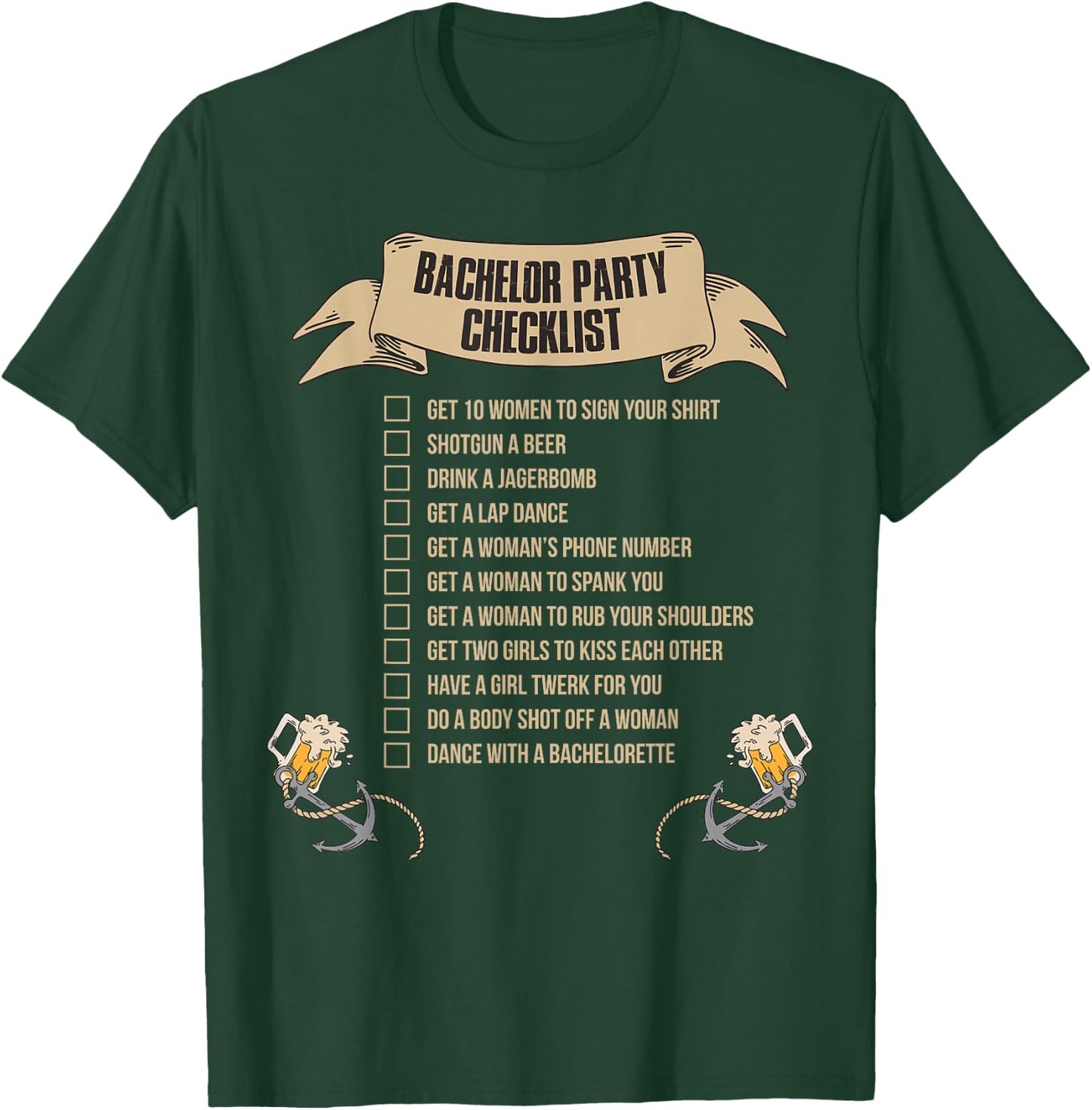 Bachelor Party Checklist T-Shirt - T-Shirt | Forest