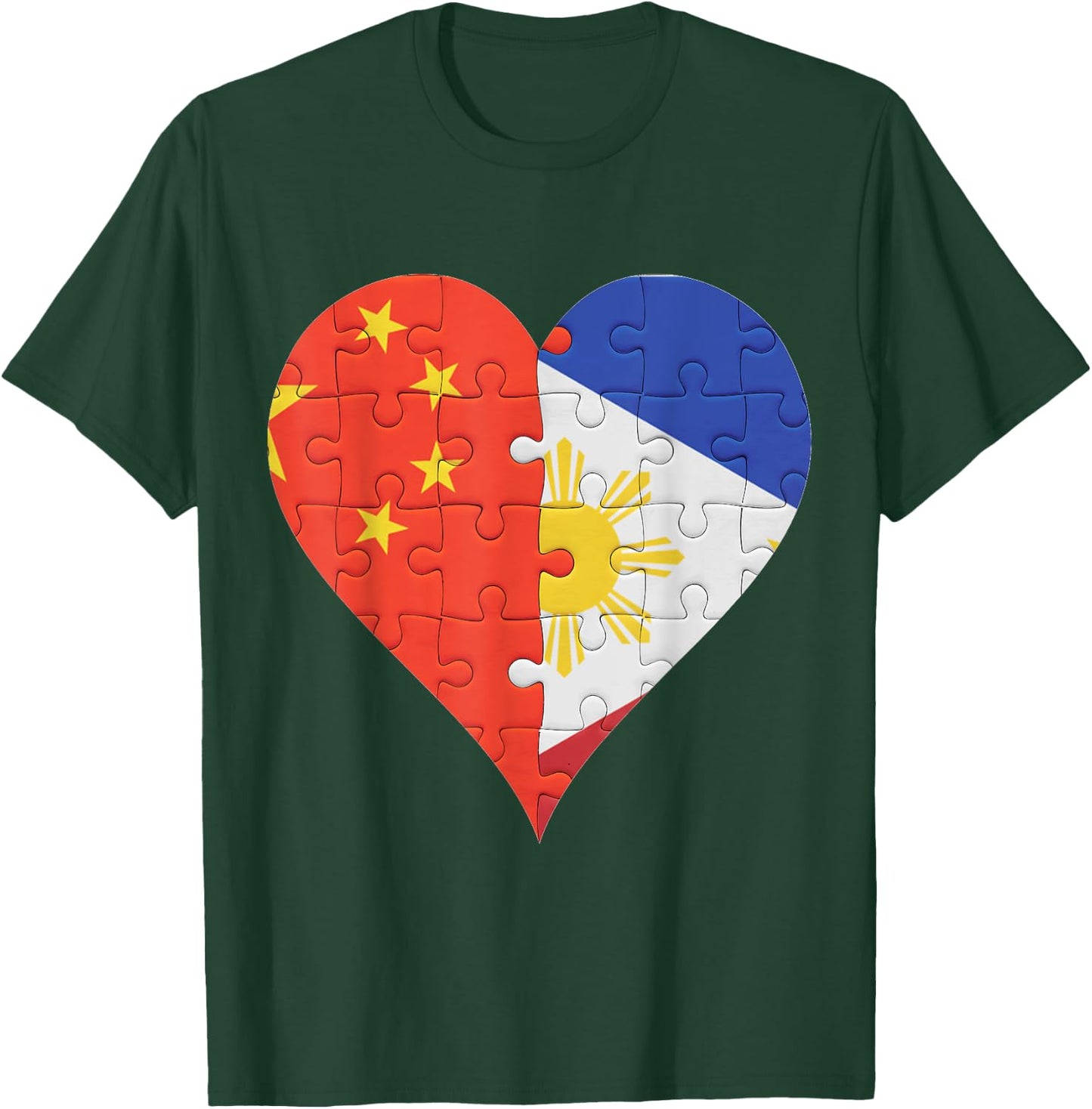 Chinese Filipino Flag Heart T-Shirt - T-Shirt | Forest