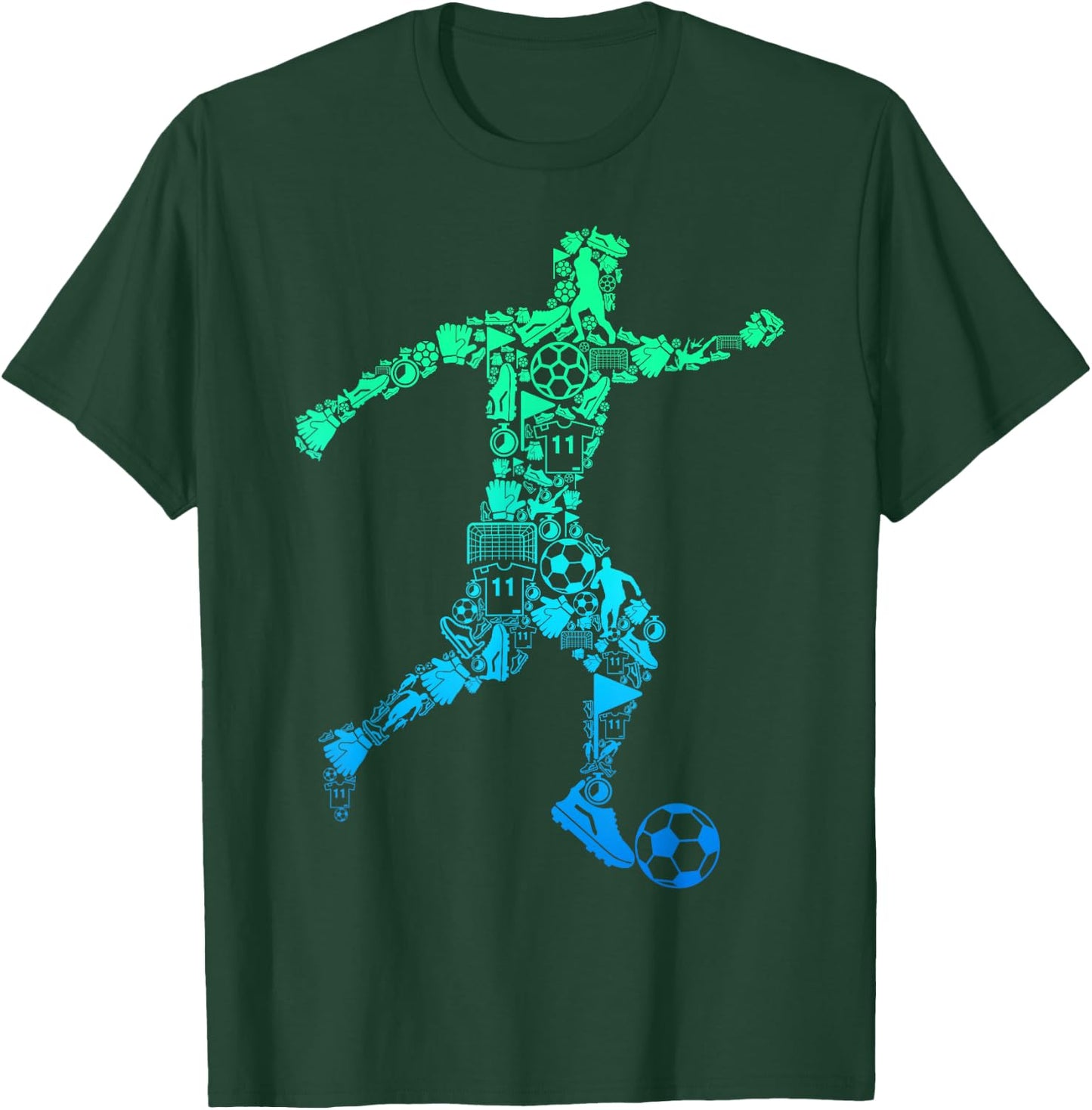 Soccer Player Youth Men Kids Boys T-Shirt - T-Shirt | Forest