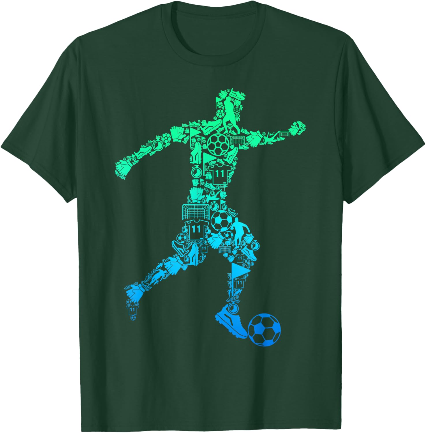 Soccer Player Youth Men Kids Boys T-Shirt - T-Shirt | Forest