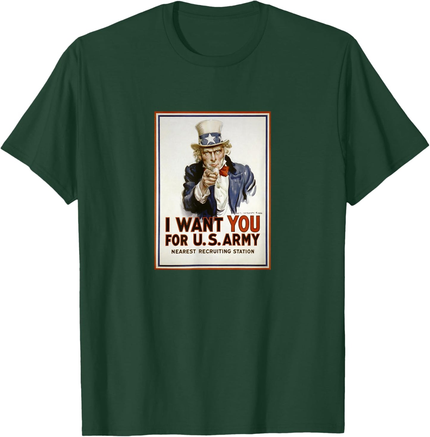 Uncle Sam Vintage I Want You For US Army Patriotic Humor T-Shirt - T-Shirt | Forest