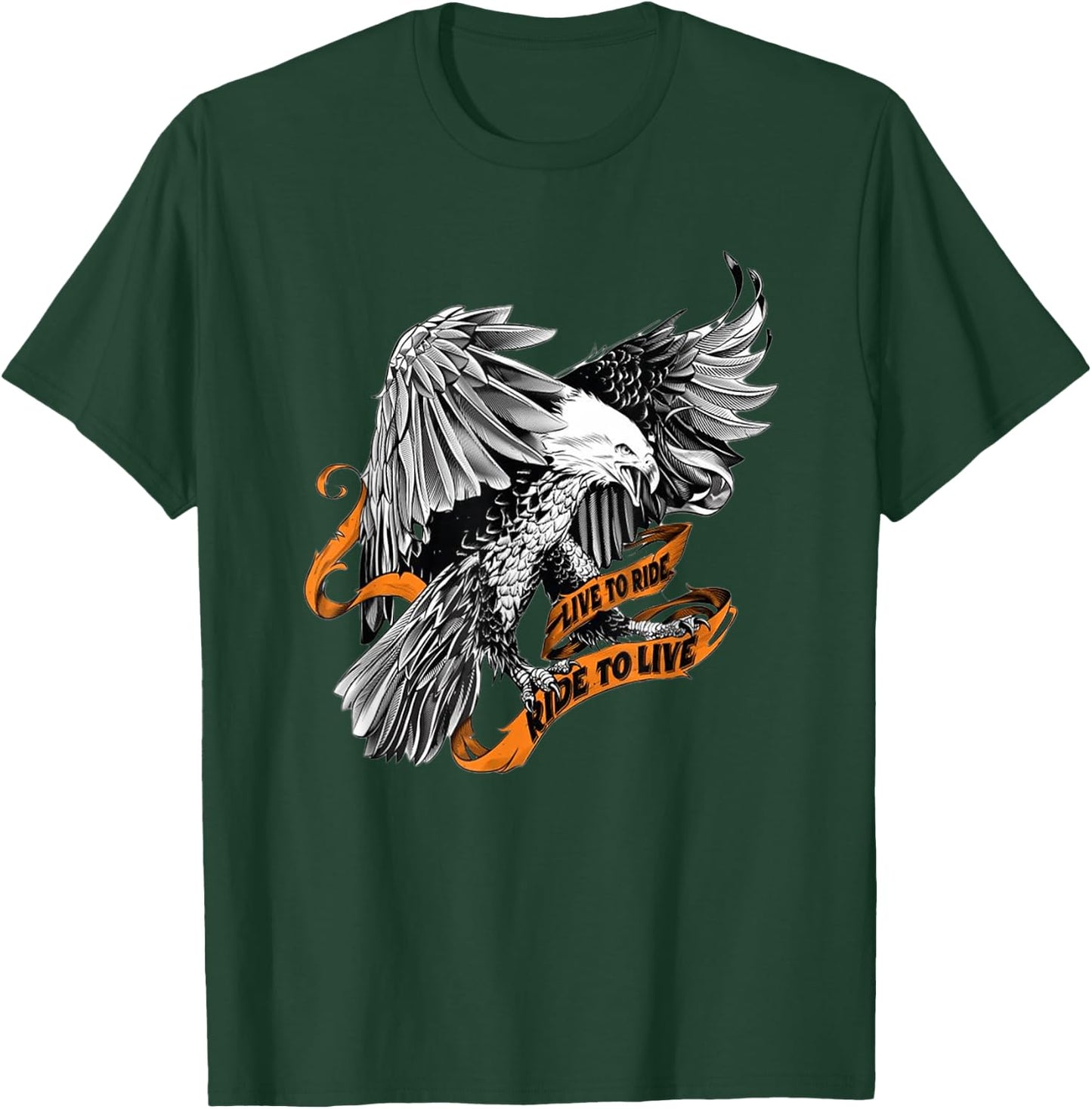 US Eagle, biker, live to ride ride to live T-Shirt - T-Shirt | Forest