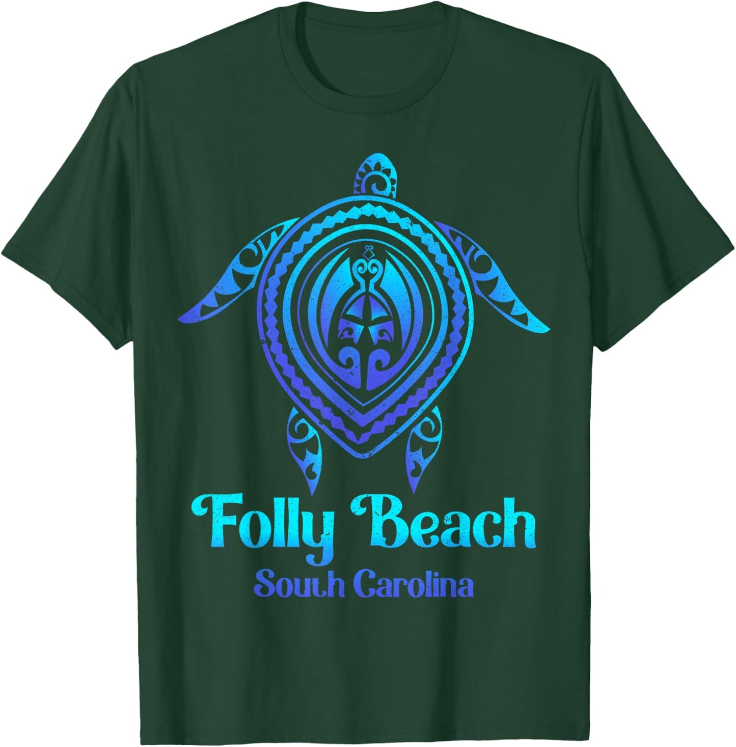 Folly Beach South Carolina SC Souvenirs Blue Sea Turtle T-Shirt - T-Shirt | Forest