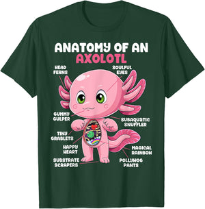 Axolotl Anatomy Shirt Anatomy of an Axolotl Biology Science T-Shirt - T-Shirt | Forest