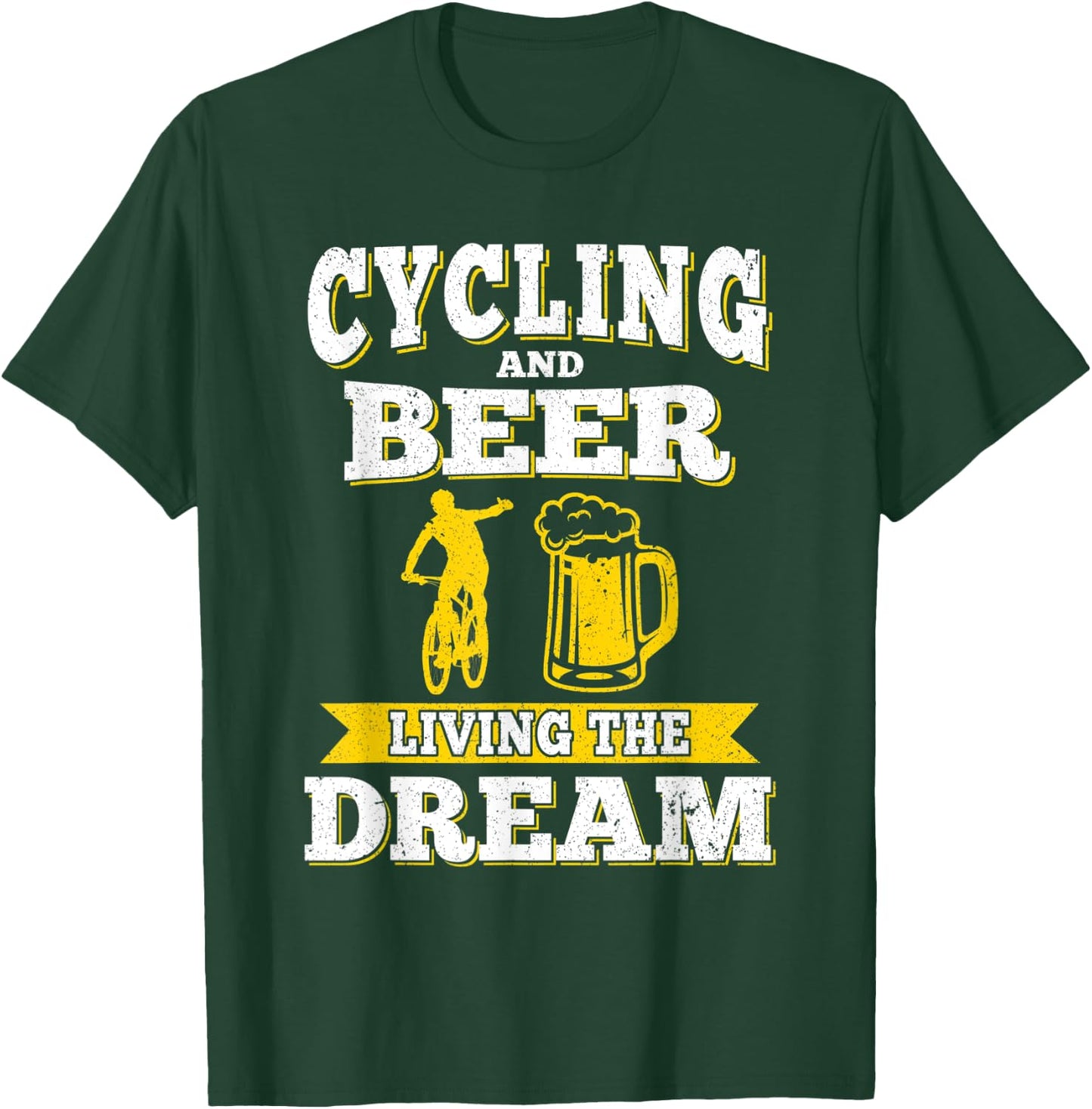 Funny Cycling & Beer Living The Dream Beer Day Oktoberfest T-Shirt - T-Shirt | Forest