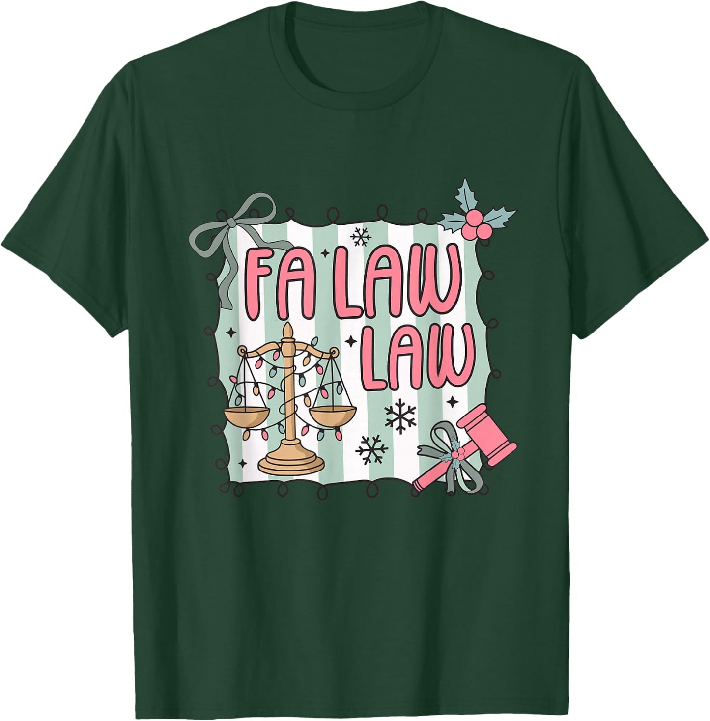 FA Law Law Lawyer Coquette Christmas Santa Judge Xmas Pajama T-Shirt - T-Shirt | Forest