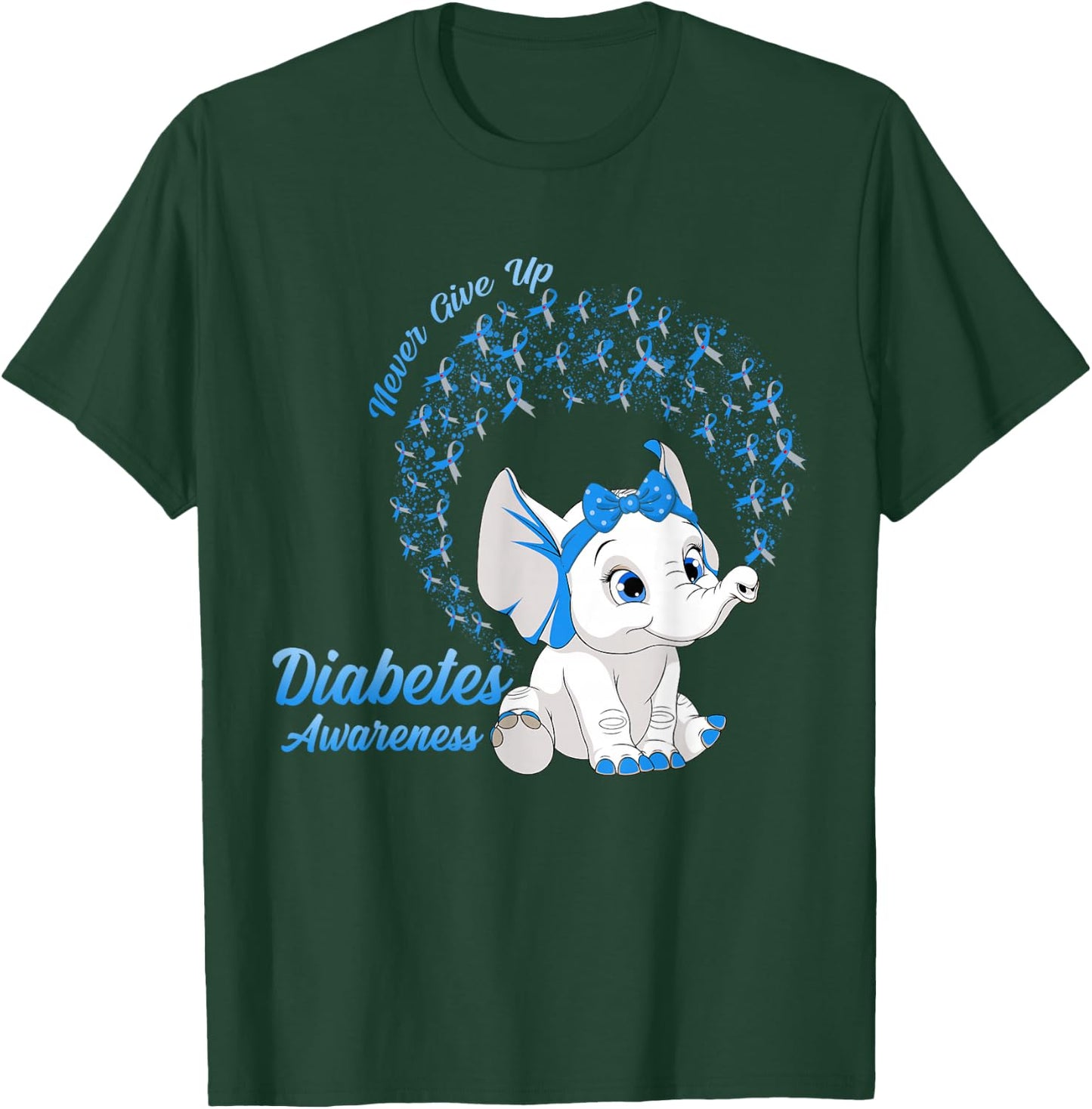 Elephant Type One TD1 Diabetes Awareness Day Month Ribbon T-Shirt - T-Shirt | Forest